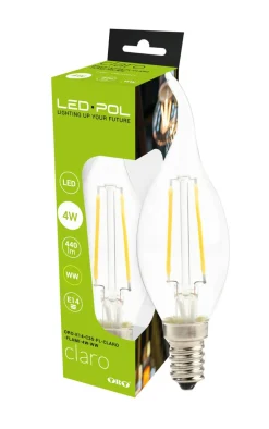 LED-POL Żarówki Klasyczne^Żarówka LED E14 4W barwa ciepła ORO-E14-C35-FL-CLARO-FLAMI-4W