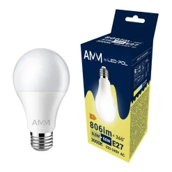 LED-POL Żarówki Klasyczne^Żarówka LED E27 8,5W barwa ciepła AMM-E27-A60-8,5W-WW