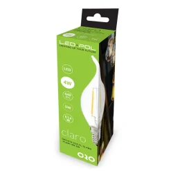 LED-POL Żarówki Klasyczne^Żarówka ozdobna LED E14 4W barwa neutralna ORO-E14-C35-FL-CLARO-FLAMI-4W
