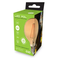 New LED-POL Żarówka ozdobna LED E27 6W barwa ciepła ORO-E27-G80-FL-AMBER-6W-DIMM