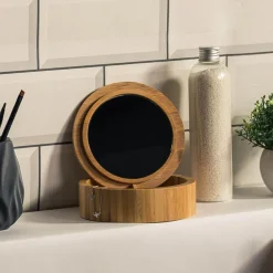 Akcesoria Łazienkowe|Akcesoria Łazienkowe^Bambusowe pudełko organizer z lusterkiem