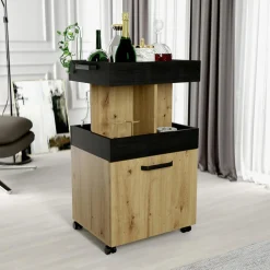 Clearance FORTE Barek na kółkach HOME BAR dąb artisan