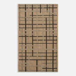 New inny Dywan w kratę beżowy JUTA 60x100 cm