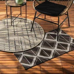 Dywaniki|Dywany Zewnętrzne^Dywanik geometryczny ciemnobrązowy JUTA 60x100 cm