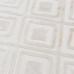 Dywaniki^Dywanik z połyskującym wzorem 3D beżowe romby ETNA 60x100 cm