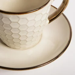 Discount Prima Cucina Filiżanka ze spodkiem plaster miodu BRESCA 220 ml