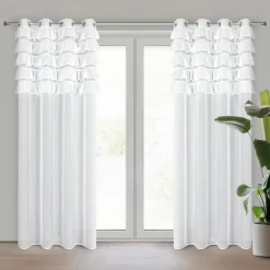 Clearance Eurofirany Firana z falbanami biała AURA 140x250 cm