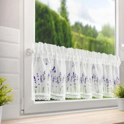 Clearance Eurofirany Firana zazdrostka biało-filetowa ELLA 60x150 cm