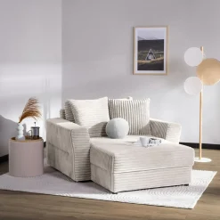 Fotele Wypoczynkowe^Fotel loveseat kremowy NOEMI