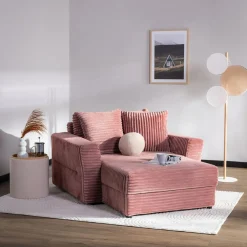 Fotele Wypoczynkowe^Fotel loveseat pudrowy róż NOEMI