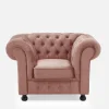 Discount Inspire Fotel welurowy pudrowy róż CHESTER