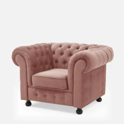 Discount Inspire Fotel welurowy pudrowy róż CHESTER