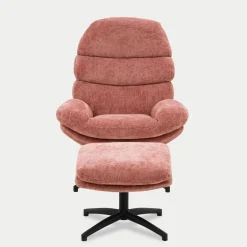 Fotele Wypoczynkowe^Fotel wypoczynkowy z podnóżkiem różowy DEFIT
