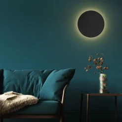 TK Tomasz Krywult Kinkiety^Kinkiet minimalistyczny okrągły czarny LUNA NEW 40 cm