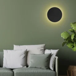 TK Tomasz Krywult Kinkiety^Kinkiet minimalistyczny okrągły czarny LUNA NEW 30 cm