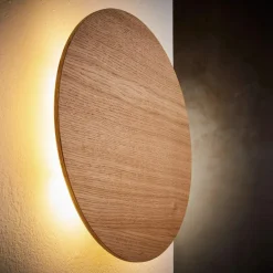 TK Tomasz Krywult Kinkiety^Kinkiet okrągły jasne drewno LUNA WOOD 30 cm