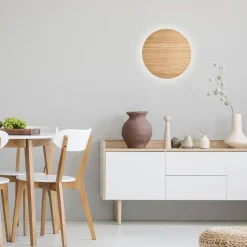 TK Tomasz Krywult Kinkiety^Kinkiet okrągły jasne drewno LUNA WOOD 30 cm