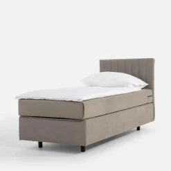 Dzieci inny Łóżka|Łóżka Tapicerowane^Łóżko kontynentalne z materacem szare SILLA 90x200 cm