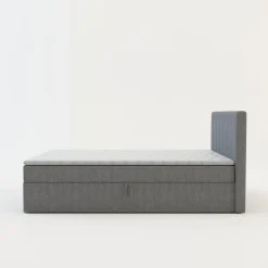 inny Łóżka Tapicerowane|Łóżka^Łóżko kontynentalne z toperem szare PEDRO PU 120x200 cm