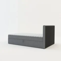 inny Łóżka Tapicerowane|Łóżka^Łóżko kontynentalne z toperem szare PEDRO PU 120x200 cm