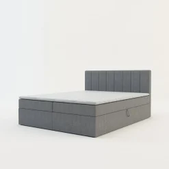 Clearance Łóżko kontynentalne z toperem szare PEDRO PU 160x200 cm