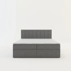 Clearance Łóżko kontynentalne z toperem szare PEDRO PU 160x200 cm