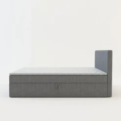 Łóżka Tapicerowane|Łóżka^Łóżko kontynentalne z toperem szare PEDRO PU 140x200 cm