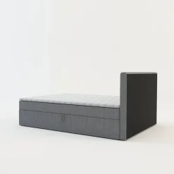 Łóżka Tapicerowane|Łóżka^Łóżko kontynentalne z toperem szare PEDRO PU 140x200 cm