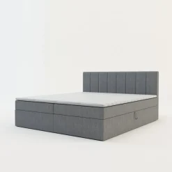 Best inny Łóżko kontynentalne z toperem szare PEDRO PU 180x200 cm