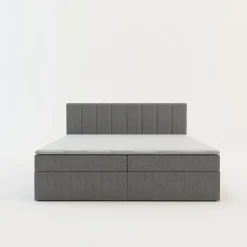 Best inny Łóżko kontynentalne z toperem szare PEDRO PU 180x200 cm