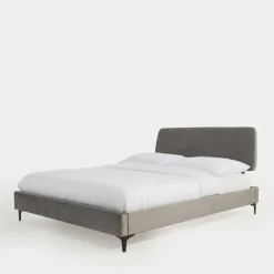 Łóżka Tapicerowane|Łóżka^Łóżko szare ze stelażem KONTREXT 160x200 cm