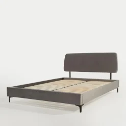 Łóżka Tapicerowane|Łóżka^Łóżko szare ze stelażem KONTREXT 160x200 cm