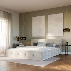 Online inny Łóżko tapicerowane beżowe ANNA 120x200 cm