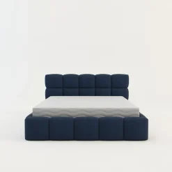 Clearance Łóżko tapicerowane boucle niebieskie CELINE 160x200 cm