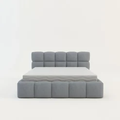Clearance Łóżko tapicerowane boucle szaroniebieskie CELINE 160x200 cm
