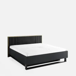 Online inny Łóżko ze stelażem i pojemnikiem czarne MOND 160x200