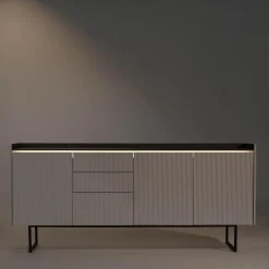 New LENART Komoda ryflowana z oświetleniem LAGO 192 cm
