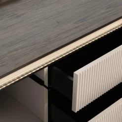 New LENART Komoda ryflowana z oświetleniem LAGO 192 cm