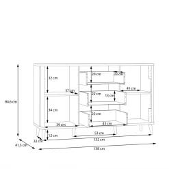 Discount FORTE Komoda ryflowana z szufladami FIXSMILE 138 cm