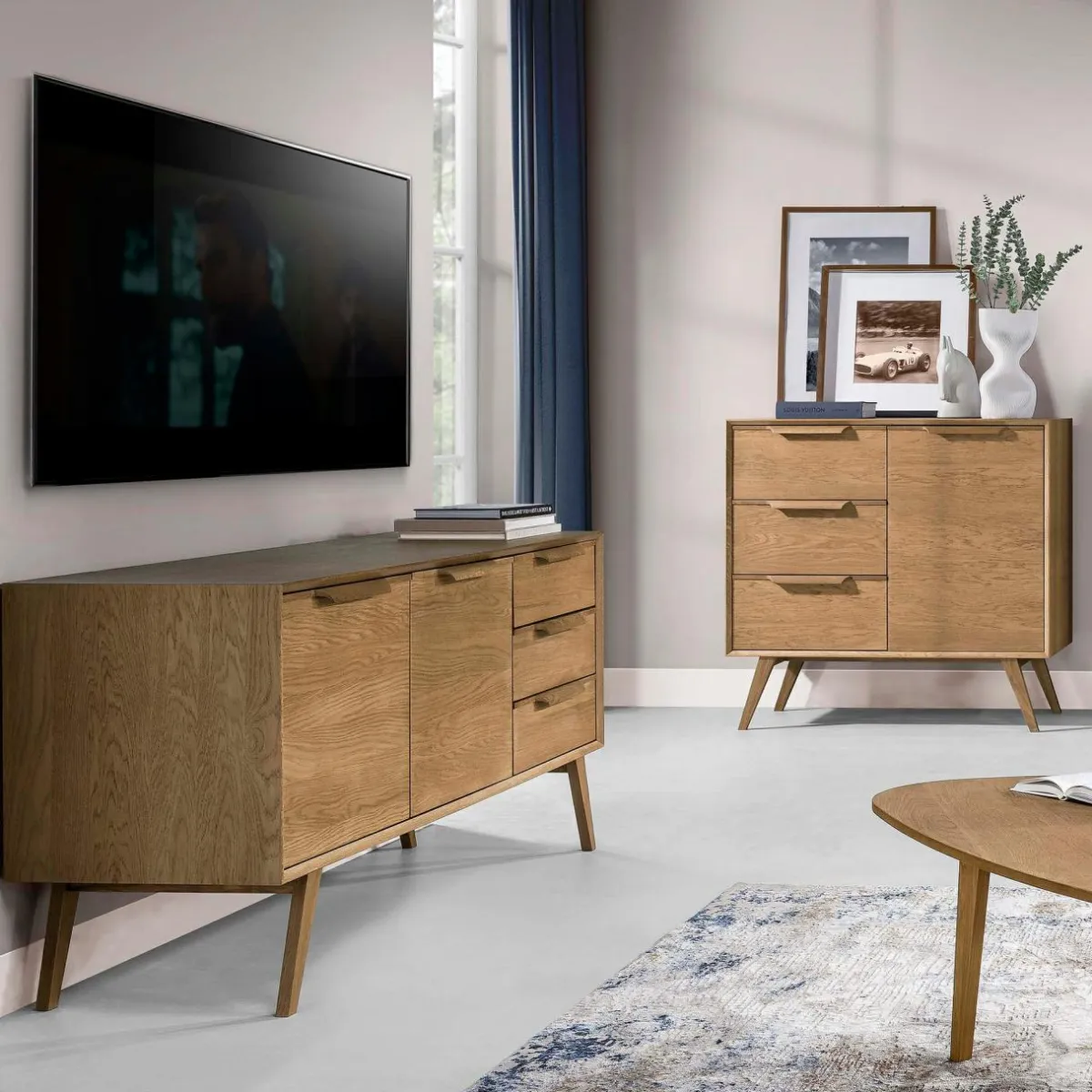 Outlet inny Komoda vintage z 3 szufladami LEO szer. 155,5 cm