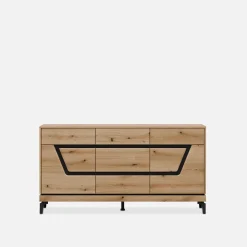 Outlet Furni Home Komoda z czarnym dekorem KRIS 163.5 cm