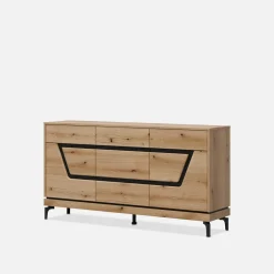 Outlet Furni Home Komoda z czarnym dekorem KRIS 163.5 cm