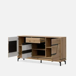 Outlet Furni Home Komoda z czarnym dekorem KRIS 163.5 cm