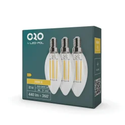 New LED-POL Komplet 3 żarówek LED E14 barwa ciepła C35-FL-4W-WW