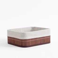 Clearance inny Komplet 3 koszy bambusowych brązowo-białe