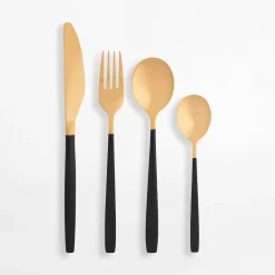 Sztućce^Komplet sztućców dla 6 osób NOBLE GOLD BLACK 24 el.