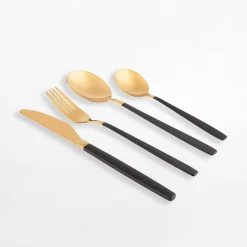 Sztućce^Komplet sztućców dla 6 osób NOBLE GOLD BLACK 24 el.
