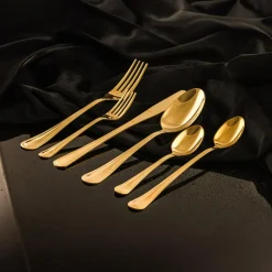 inny Sztućce^Komplet sztućców złotych LUCE, 24 elementy