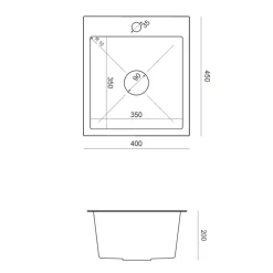 inny Zlewozmywaki^Komplet zlewozmywak QUADRON inox AVENIR SMART 40X45 cm z baterią