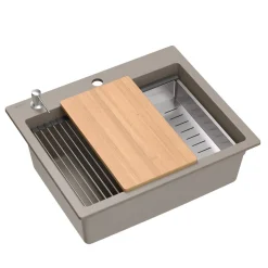 Outlet inny Komplet zlewozmywak QUADRON szary MASTER BASE 1K 59,5x50 cm z akcesoriami